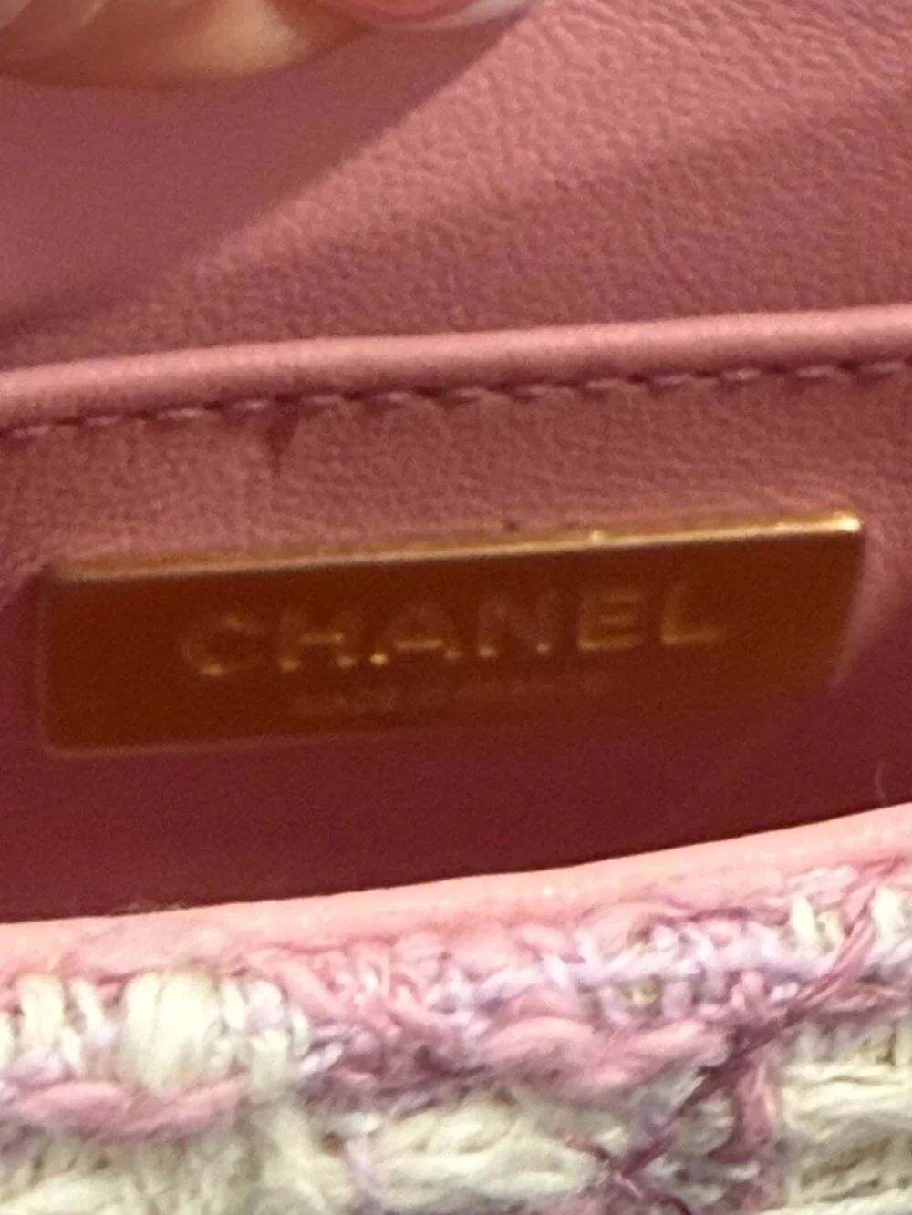 Chanel Tweed Handle Crush Top Handle Flap Bag Pink Ecru (JB1472) - Picture 14 of 16